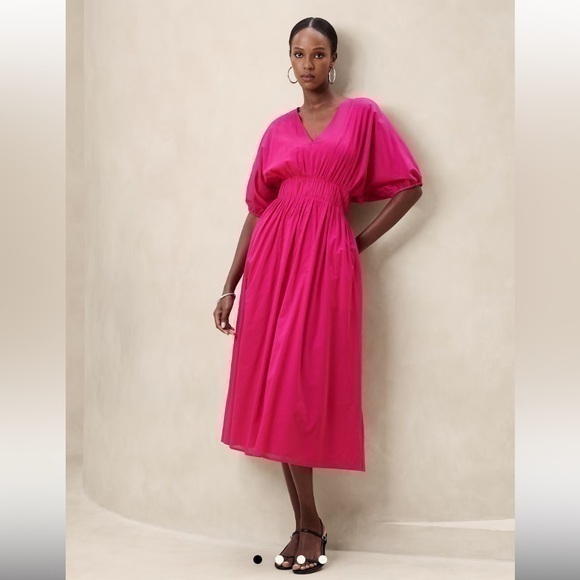 Banana republic pink voille midi dress petite large nwt